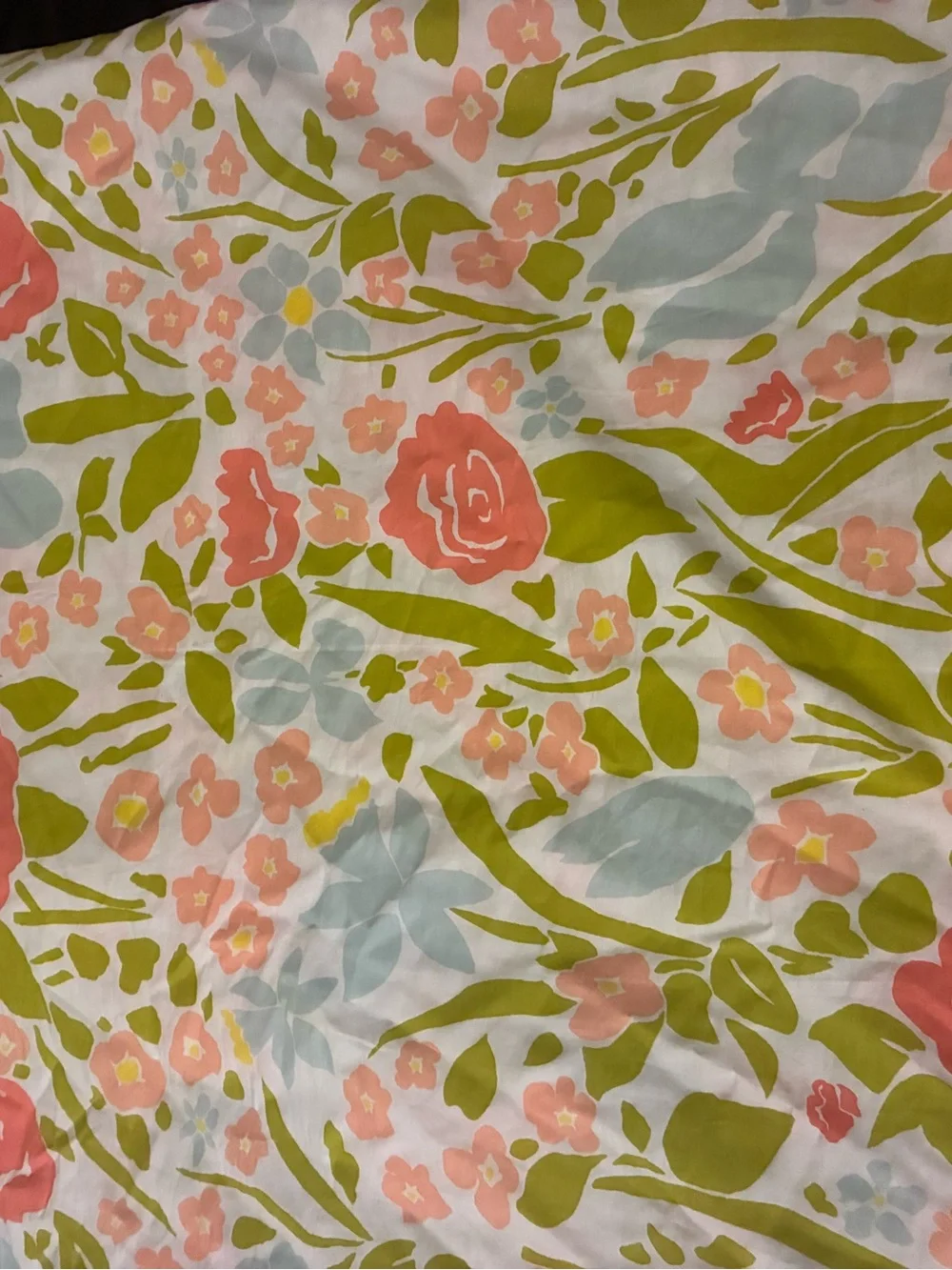 Floral Duvet Cover Size Queen in Coral, Green Floral Multicolor